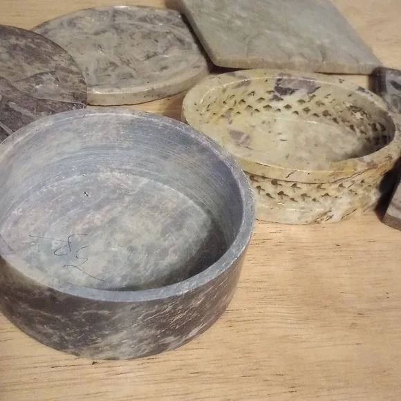 Set of Carved Stone Boxes with Elephant Design - Picture 6 of 7